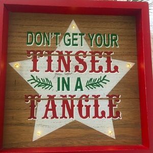 Don’t Get Your Tinsel in a Tangle Light Up Christmas Decor Shadow Box Sign 10x10